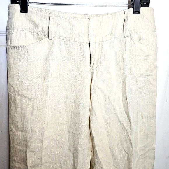 Guess Womens Linen Pants, Ivory/Gold, Wide‎ Leg Career Office 28 - Picture 2 of 10